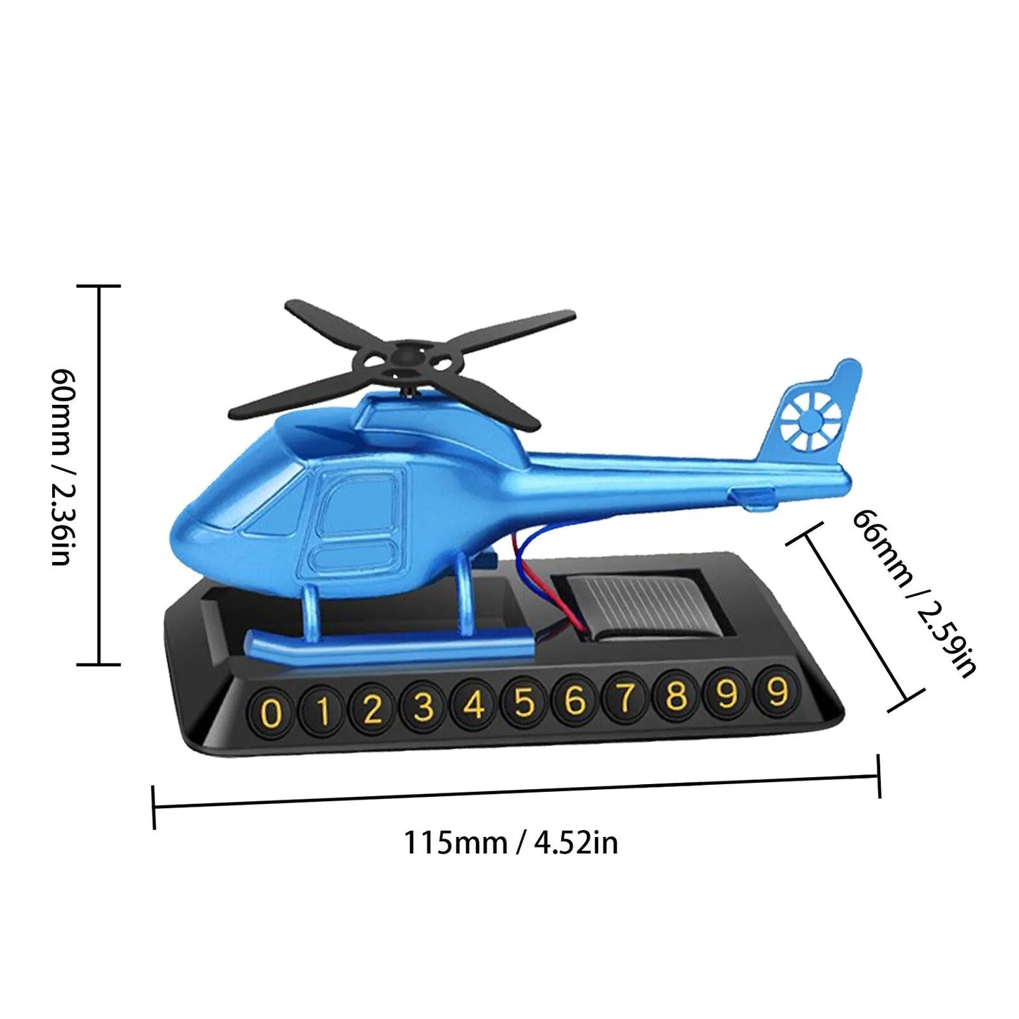 VIvolux | Hubschrauber Solarbetriebener Auto-Lufterfrischer Parkplatznummernschild