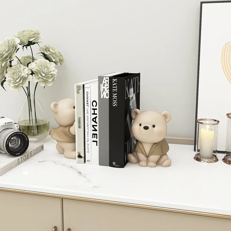 Milo Bear Buchstütze dekorative Figur in Creme-Finish | Brehn