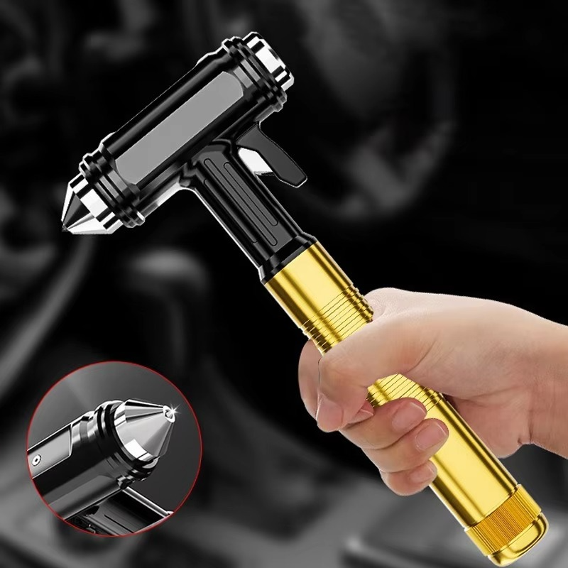 Ganzmetall-Sicherheitsfensterhammer für Autos – Notfall-Glasbrecher und Sicherheitsgurtschneider