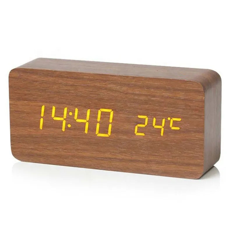 Brehn | EcoTime Digitaler Wecker aus Holz | LED-Anzeige | Modernes Design | Lautlos | Umweltfreundlich