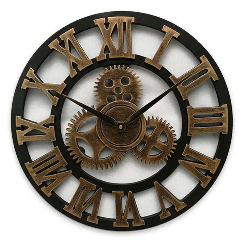 Große Vintage Wanduhr im europäischen Holzdesign – Dekorative Uhr mit römischen Ziffern | Brehn
