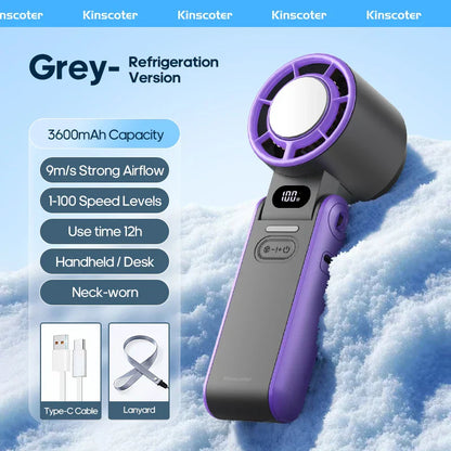 CoolityGo Handventilator mit Ice-Cool-Technologie | 100 Geschwindigkeitsstufen | 3600mAh Akku | Faltbar & ultraleicht | Brehn
