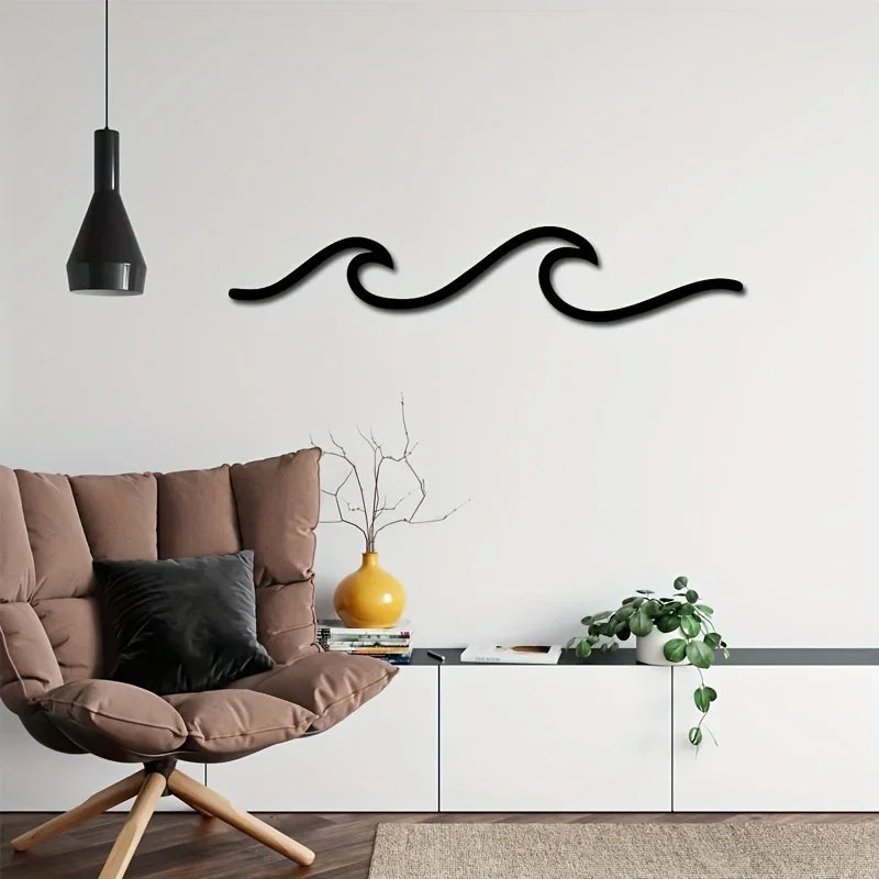 Minimalistische Metall-Ozeanwellenkunst 3D-Wanddekoration für Wohnzimmer Schlafzimmer modernes Wohndesign | Brehn