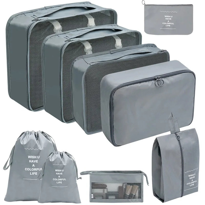 Brehn | PackWunder Reise-Organizer Set 7/8/9/10-teilig | Faltbare Koffer-Organizer | Für Kleidung, Schuhe & Accessoires