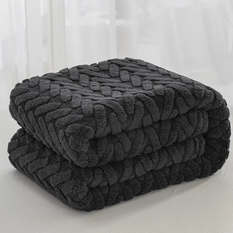 Brehn | Jacquard Fleece Decke CozyWeave | Einzelnes Layer & Doppelseitig | Weiche Tafu & Shu Baumwollfleece | Für Herbst & Winter