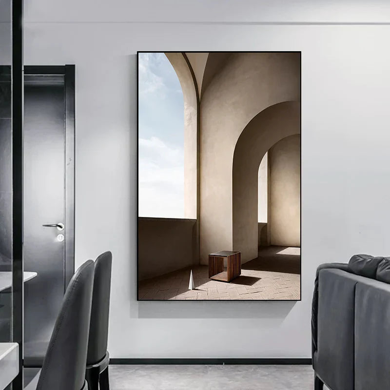 Minimalistische abstrakte architektonische Wandkunst feine Kunstleinwand Drucke Poster Bilder für moderne Apartment Wohnzimmer Büro Dekor | Brehn