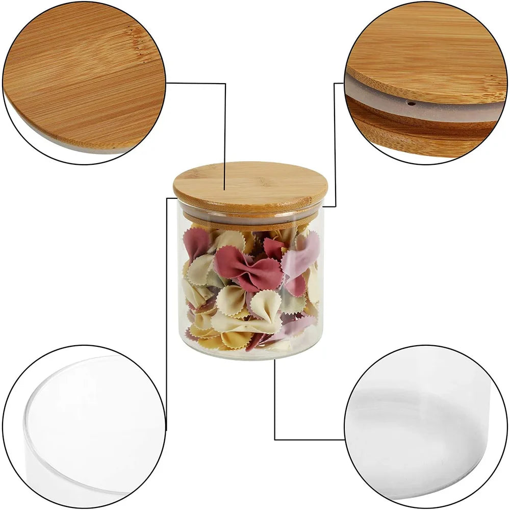 PureVorrat Glasbehälter Set – Vorratsdosen mit Holzdeckel | Luftdicht & Stilvoll | Moderne Küchenaufbewahrung | Brehn