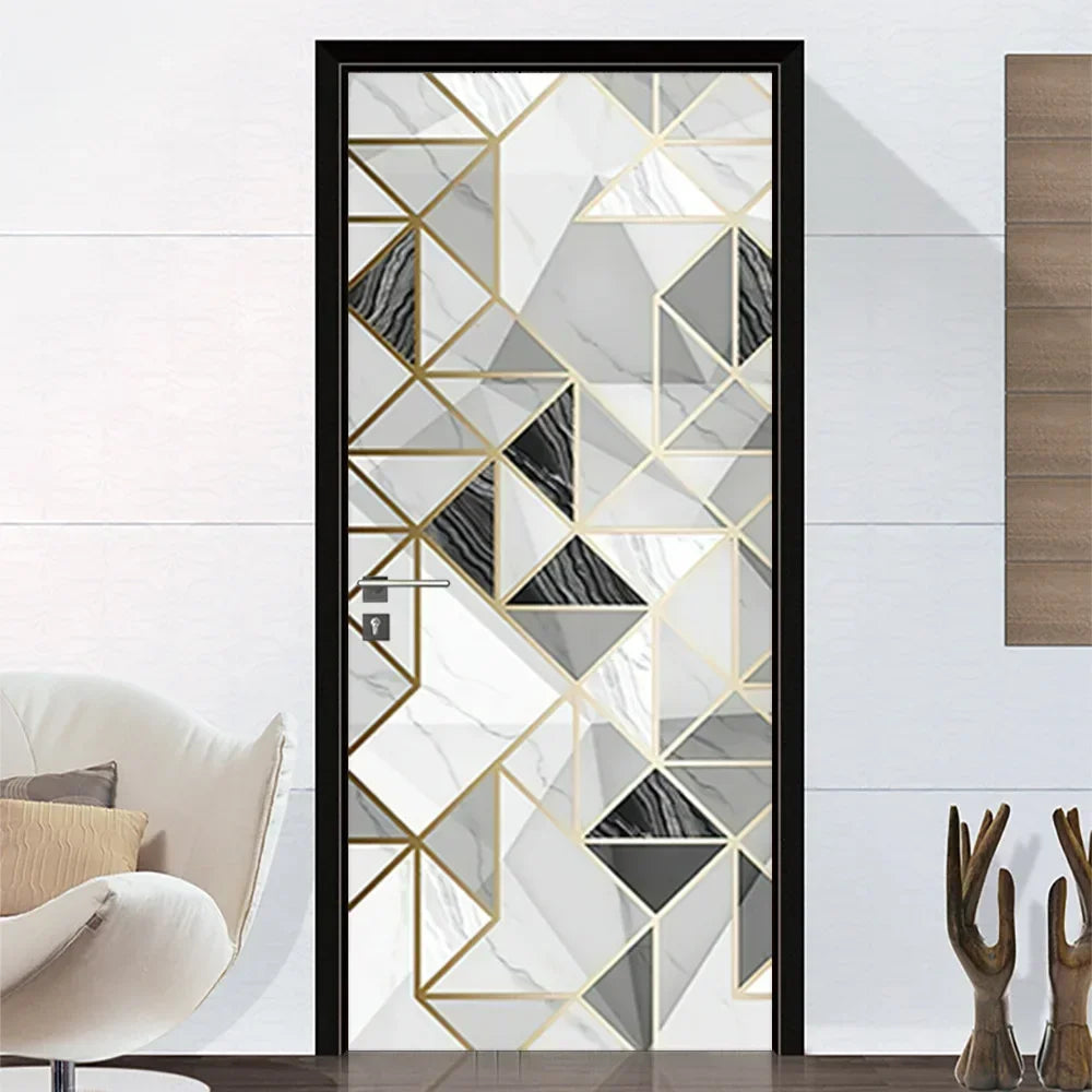 Moderne abstrakte Perlen geometrische Türaufkleber Mural abnehmbar PVC Vinyl Peel N Stick Wandkunst Mural Dekor für Innentüren Kreative DIY Wohnkultur | Brehn