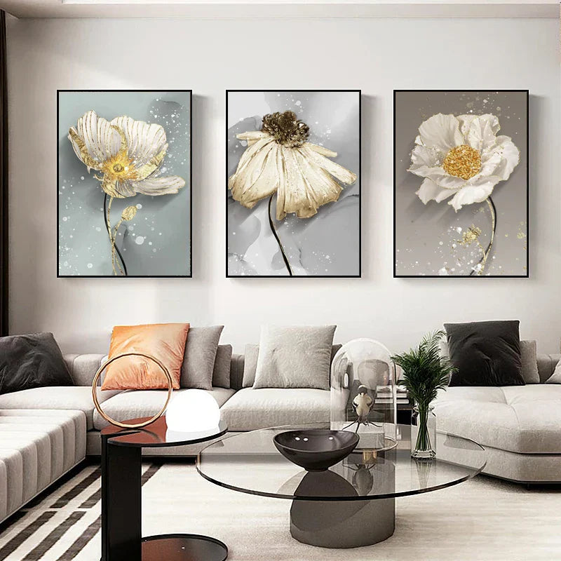 Moderne abstrakte Farbkleks Blumenwandkunst Fine Art Leinwanddrucke Poster elegante botanische Bilder für Wohnzimmer Dekor | Brehn