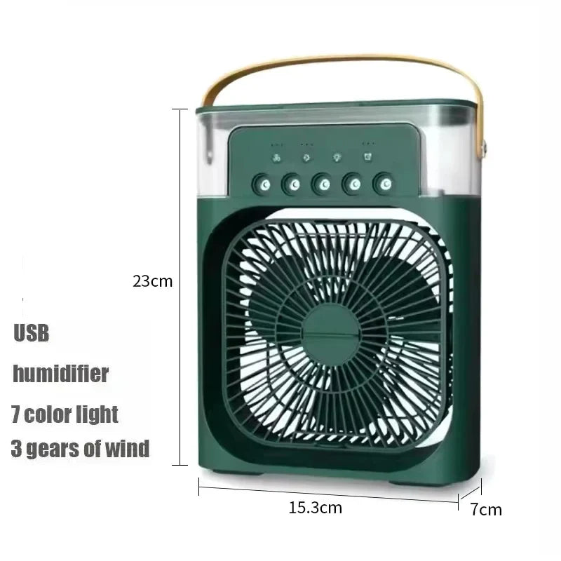 3-in-1 Mini-Luftkühler-Fan – Tragbarer Haushaltsklimaanlage mit LED-Nachtlicht, Luftbefeuchter und einstellbarem Luftstrom für Zuhause & Büro | Brehn