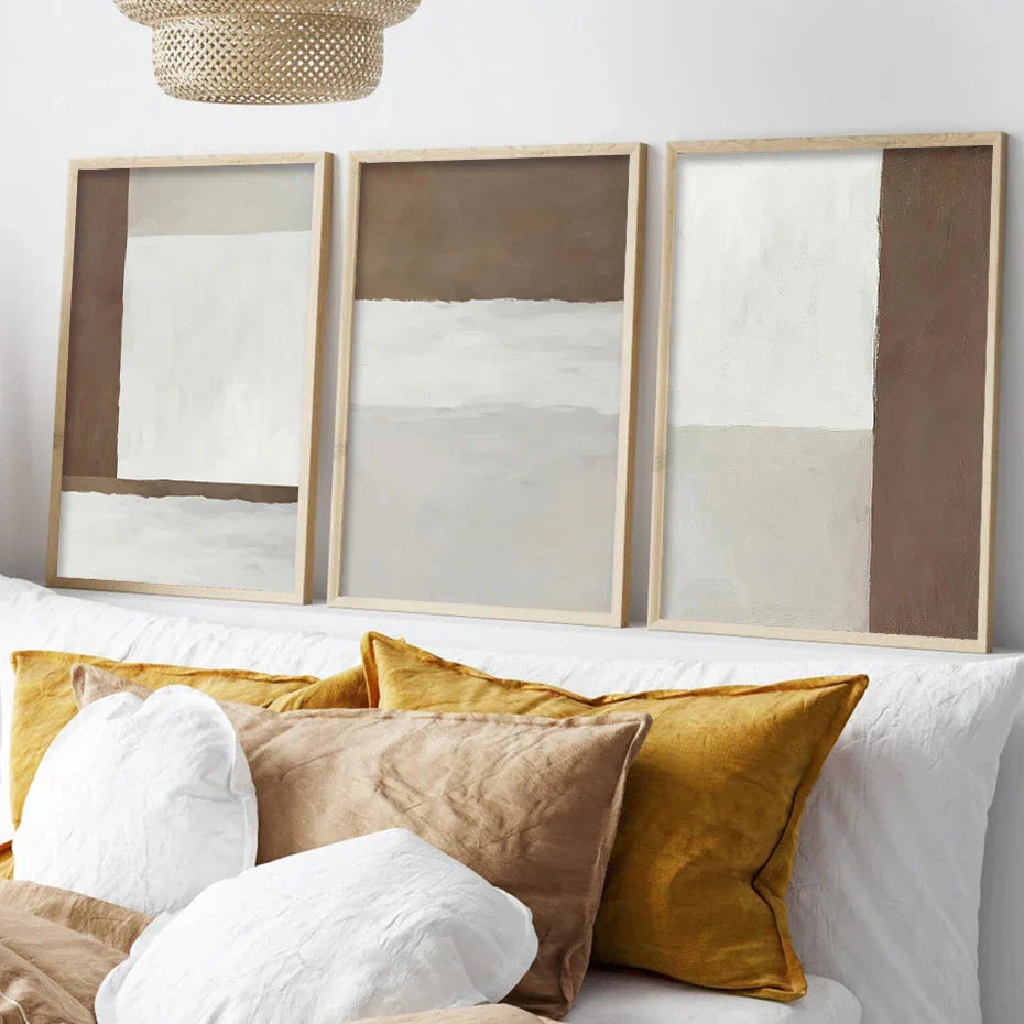 Abstrakt Braun Grau Beige Minimalistisch Geometrische Wandkunst Fein Kunst Leinwanddrucke Neutrale Farben Bilder Für Modernes Wohnzimmer Wohnkultur | Brehn