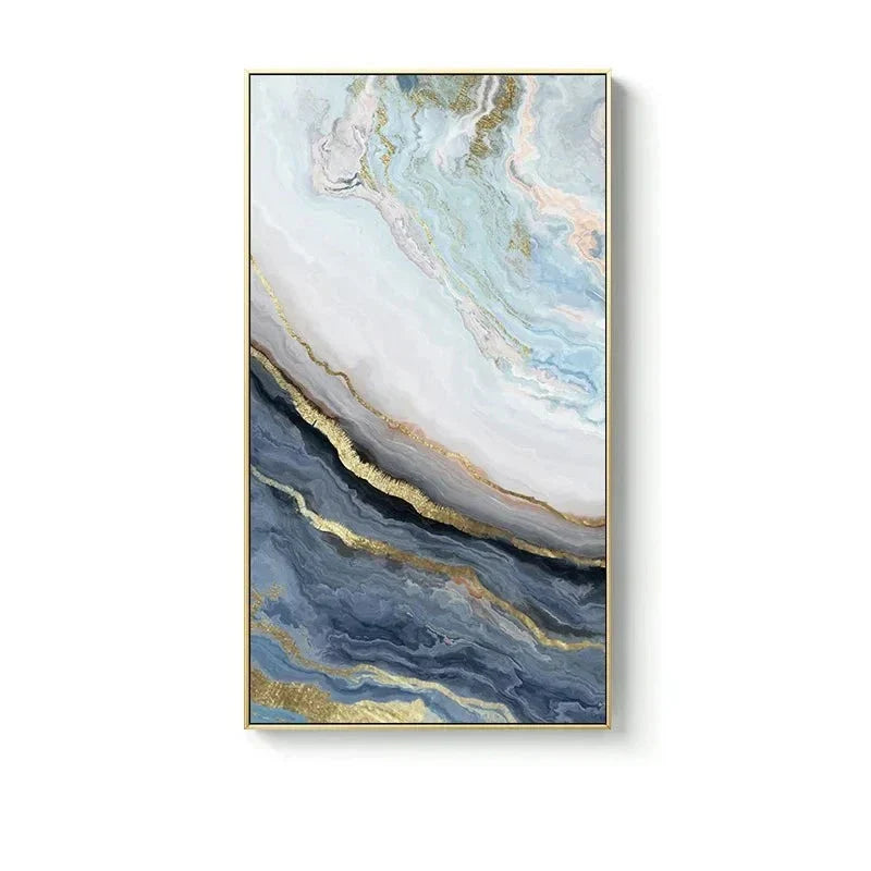 Blaue Goldene Flüssige Marmor Essenz Wandkunst Fine Art Leinwanddrucke Bilder Für Modernes Apartment Luxus Wohnzimmer Kunst Dekor | Brehn