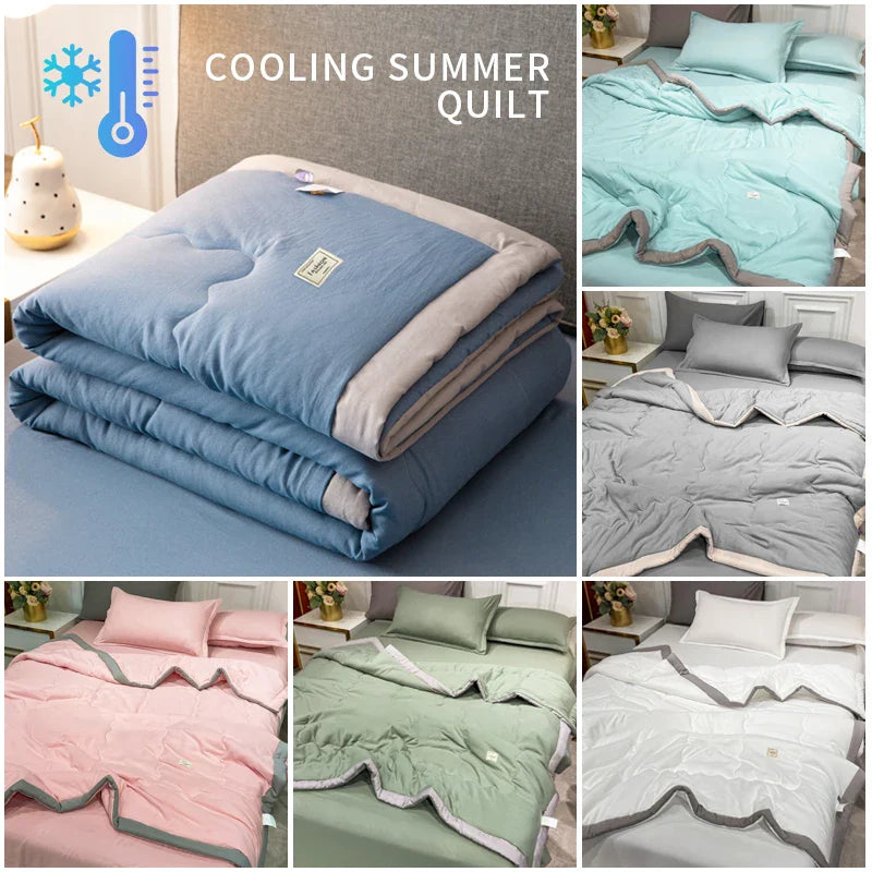 2024 Japanische Baumwolle-Polyester Sommerdecke – Leicht, Waschbar, Hautfreundliche Einfarbige Decke | Brehn