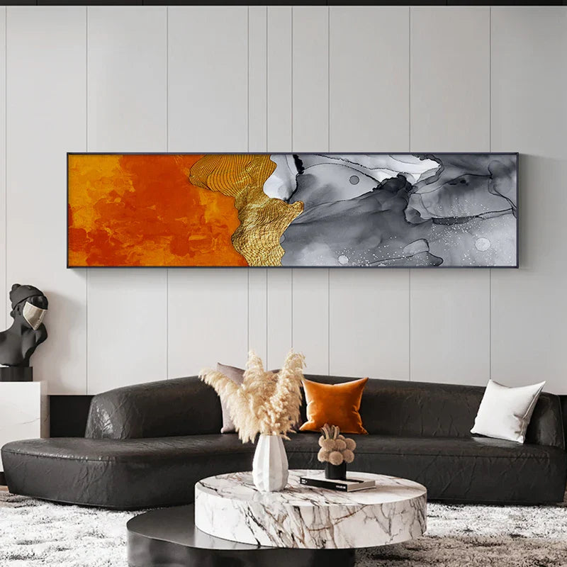 Glückverheißende abstrakte leichte Luxus farbenfrohe Breitformat Wandkunst Fein Kunst Leinwand Drucke Bilder für über dem Sofa Kunst für über dem Bett