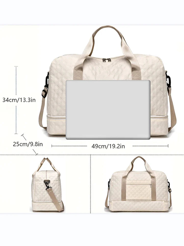 Brehn | Raumio TravelFlex Leichte Reisetasche mit Rautenmuster | Große Sport- & Wochenendtasche mit Schuhfach & Nassfach | Handgepäcktauglich & faltbar