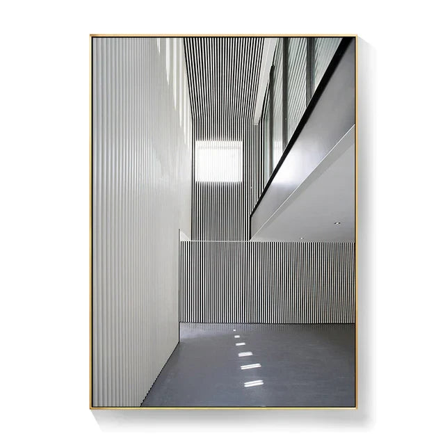 Schwarz Weiß Architektonische Innenräume Wandkunst Fine Art Leinwanddrucke Druckbilder für modernes Loft Wohnzimmer Büro Dekor | Brehn