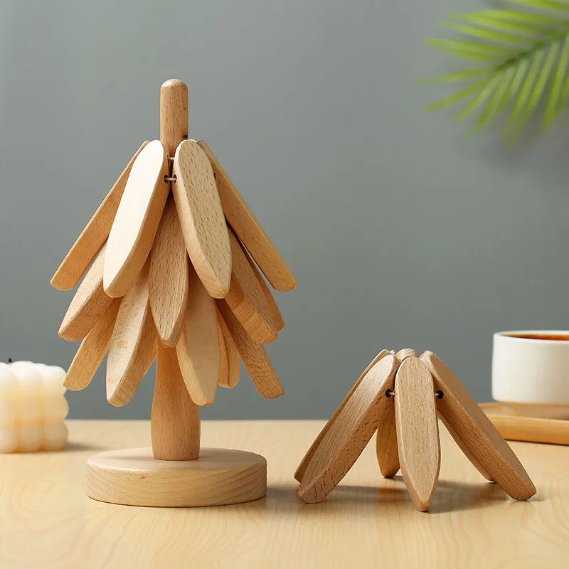 Brehn | Holz Baum Hitzebeständiger Untersetzer Set