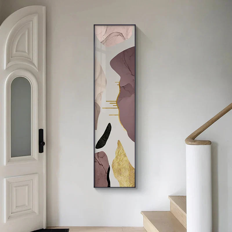 Farbenfrohe nordische abstrakte Wandkunst im Hochformat feine Kunst Leinwanddrucke für Eingangsflur Wohnzimmer Flur kreatives modernes Innendesign | Brehn