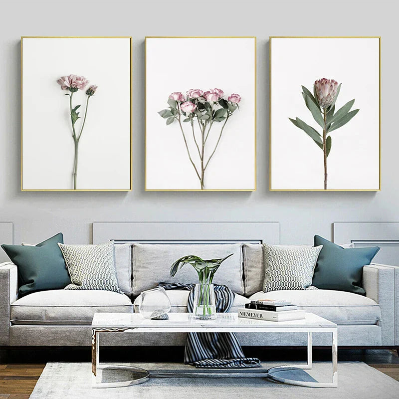 Minimalistische Pinke Florale Botanische Wandkunst Feine Kunstleinwanddrucke Posten Elegante Bilder Für Nordic Wohnzimmer Esszimmer Schlafzimmer Kunst Dekor | Brehn