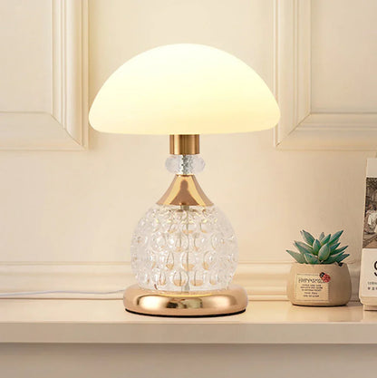 Dekoratives Stimmungslicht LED – Kristall Tischlampe mit Pilz-Design, Vintage Deko-Lampe für Wohnzimmer oder Schlafzimmer | Brehn