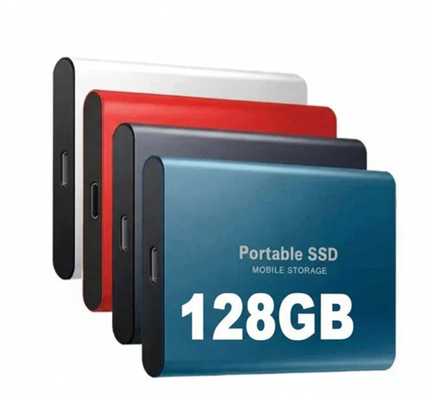 Brehn | 128GB Externe SSD | USB 3.1 & USB-C High-Speed | NVMe M.2 Technologie | Stoßfestes Gehäuse aus Aluminium-Legierung | Plug & Play für PC, Mac & Mobil