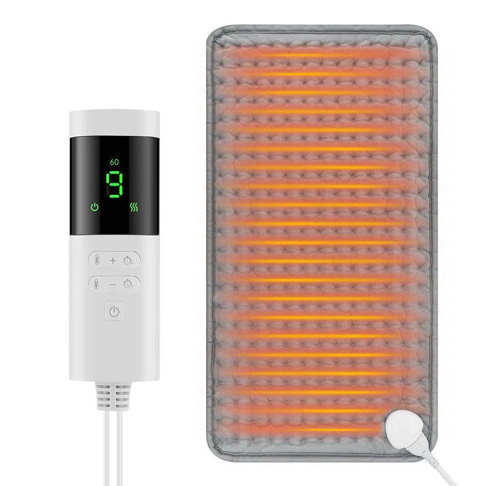 Brehn | ThermaEase Elektrisches Heizkissen | 9 Temperaturstufen & 4 Timer-Modi | 30×60 cm | Waschbar & Schnelles Heizen | Für Rücken, Bauch & Beine