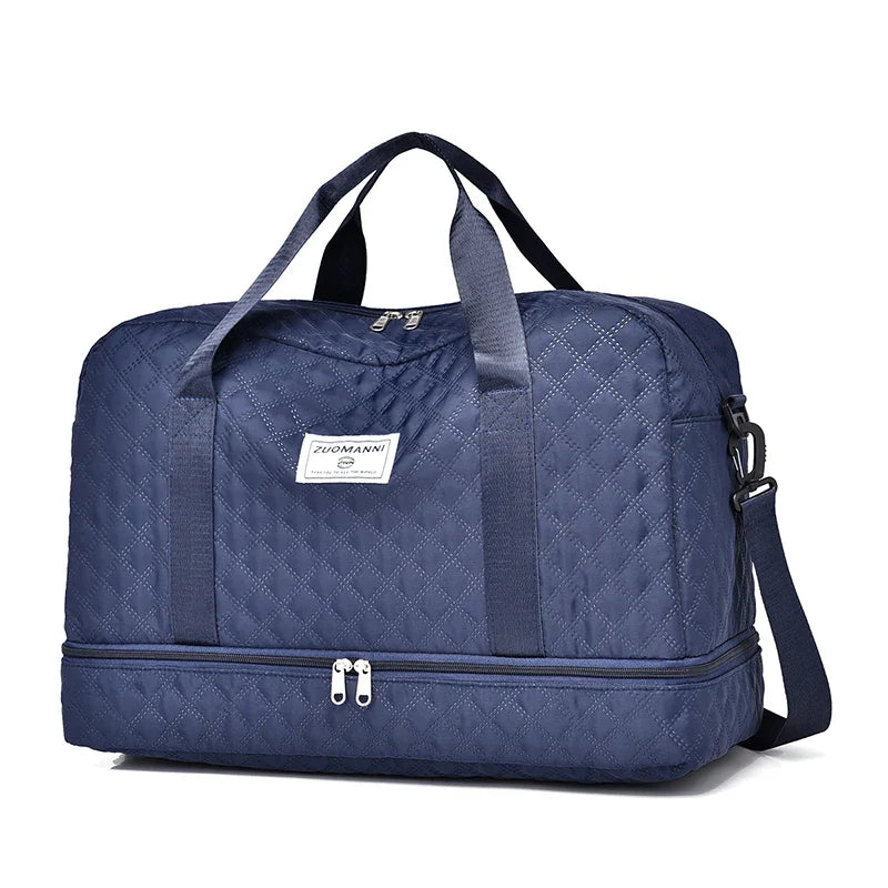 Brehn | Raumio TravelFlex Leichte Reisetasche mit Rautenmuster | Große Sport- & Wochenendtasche mit Schuhfach & Nassfach | Handgepäcktauglich & faltbar