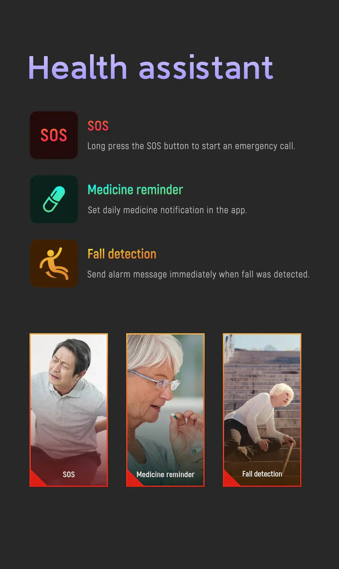 Senior Safety Watch mit Sturzdetektion und GPS – Smart Care Smartwatch | Brehn