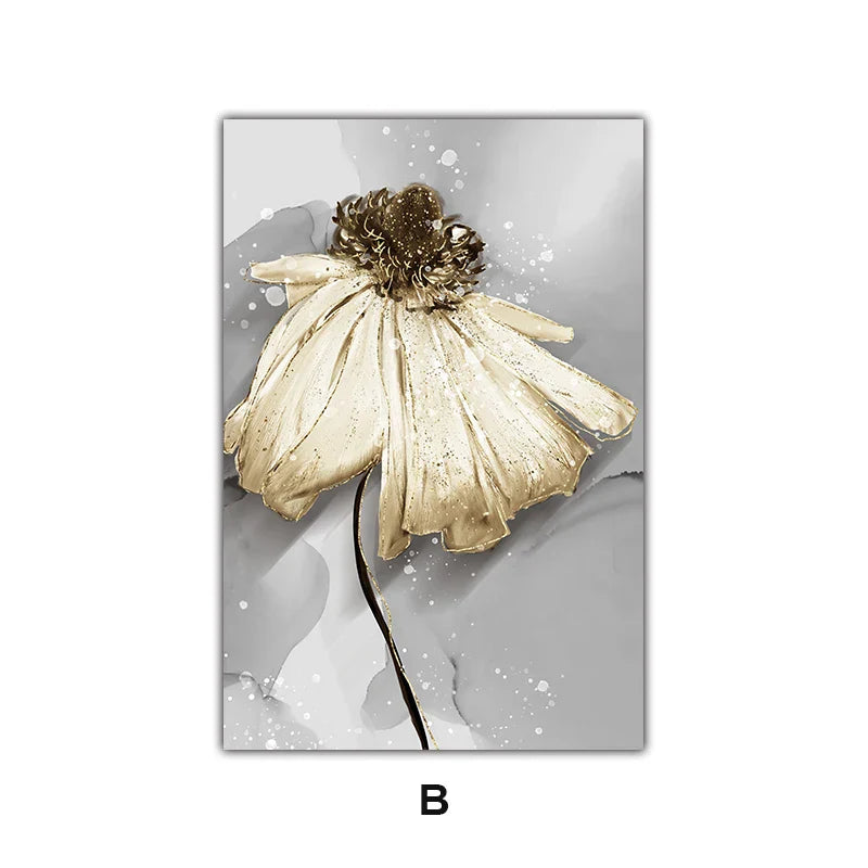 Moderne abstrakte Farbkleks Blumenwandkunst Fine Art Leinwanddrucke Poster elegante botanische Bilder für Wohnzimmer Dekor | Brehn