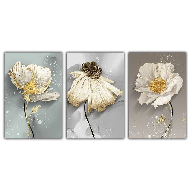 Moderne abstrakte Farbkleks Blumenwandkunst Fine Art Leinwanddrucke Poster elegante botanische Bilder für Wohnzimmer Dekor | Brehn