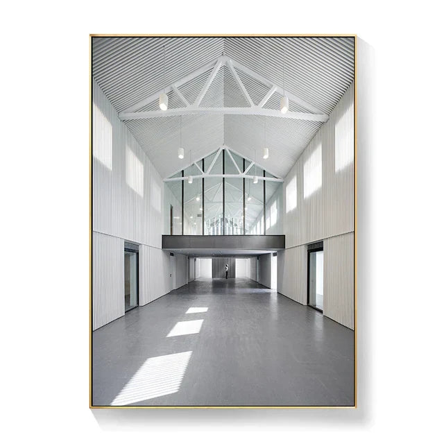 Schwarz Weiß Architektonische Innenräume Wandkunst Fine Art Leinwanddrucke Druckbilder für modernes Loft Wohnzimmer Büro Dekor | Brehn