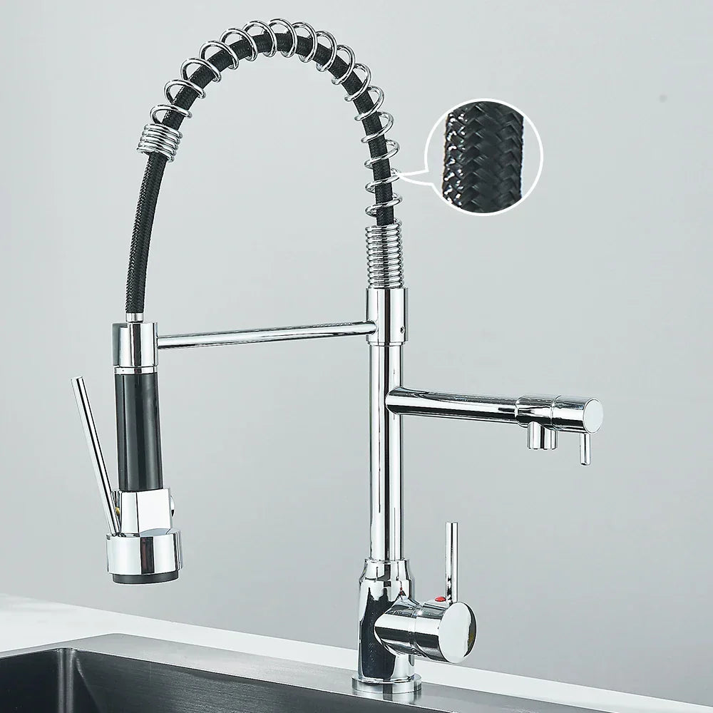 Wasserhahn mit Doppeltem Auslauf – Hochwertiger Wasserhahn für Flexibles Spülen, Schwenkbar, Ideal für Moderne Küchen, Leicht zu Reinigen und Einfache Montage | Brehn