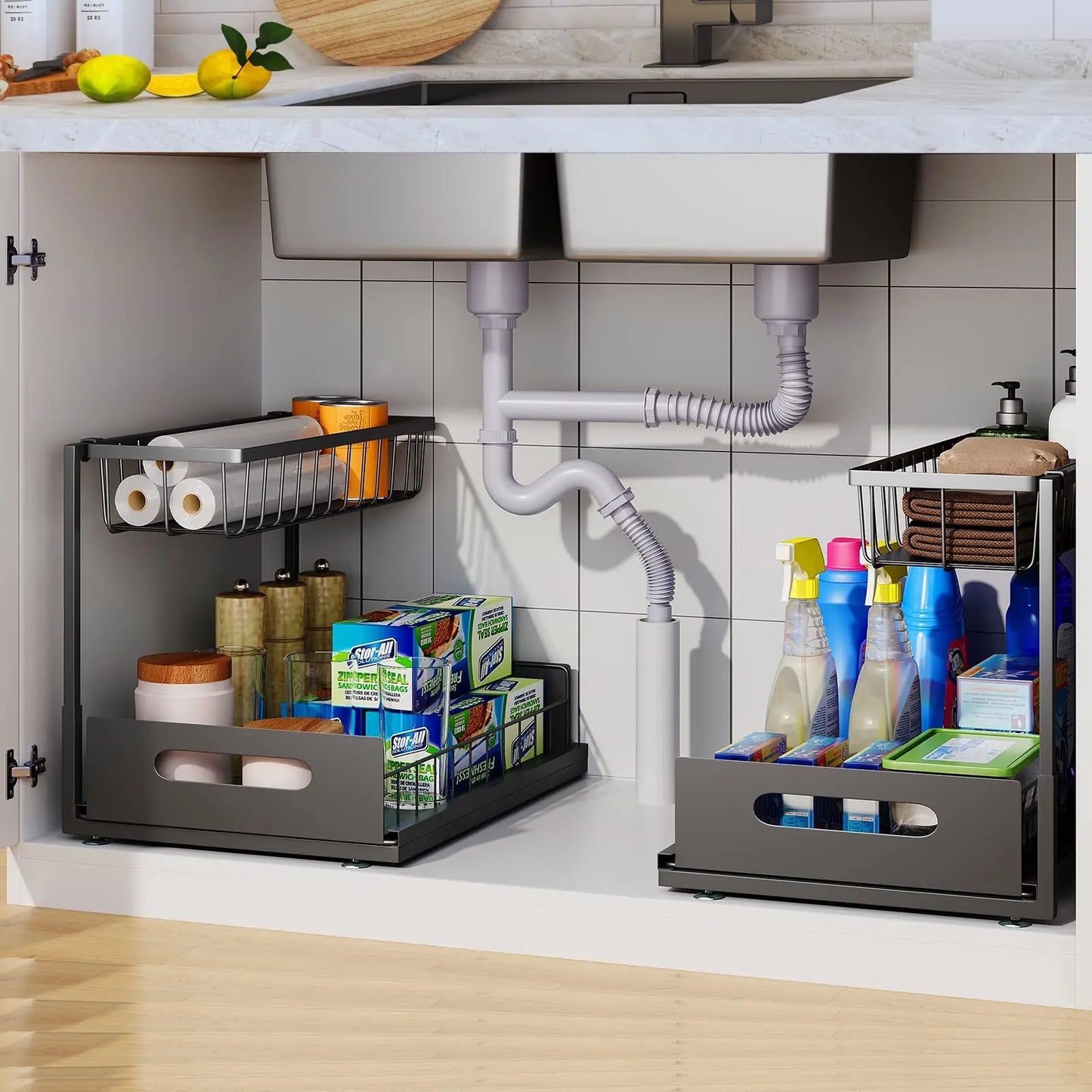 2-stufiger Schiebeschrank-Organizer für unter die Spüle – Arlo
