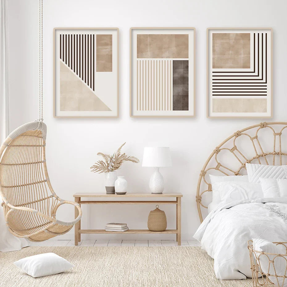 Braun Beige Farbblock Geometrische Wandkunst Fine Art Leinwanddrucke Abstrakte Minimalistische Bilder Für Modernes Wohnzimmer Schlafzimmer Kunst Dekor | Brehn