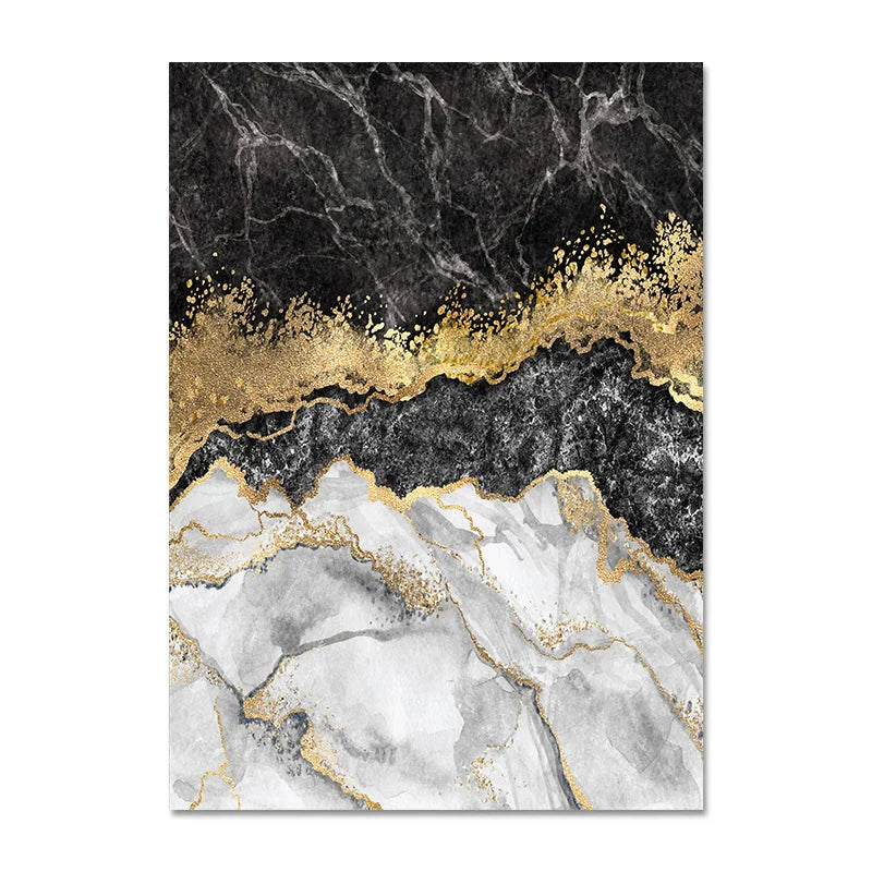 Moderne abstrakte schwarze graue goldene Geode-Marmor-Druck Wandkunst Fine Art Leinwanddrucke Bilder für luxuriöse Wohnung Wohnzimmer Home Office Dekor | Brehn