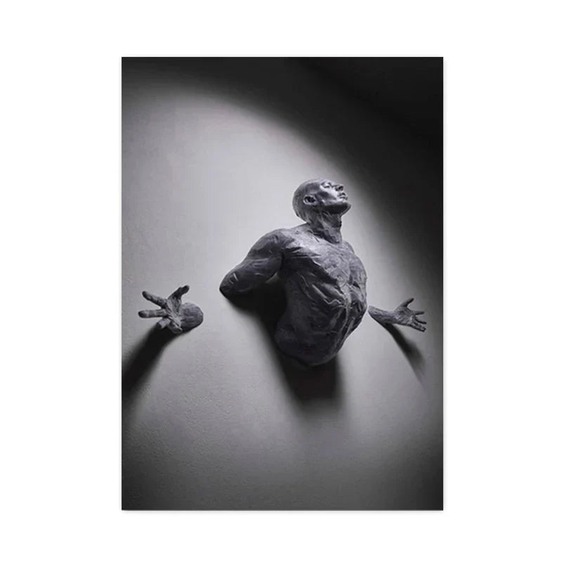 Moderne urbane abstrakte Eisenstatue Wandkunst Fine Art Leinwanddrucke 3D-Visualisierung Figurenkunst Bilder für minimalistische Wohnungswanddekoration | Brehn