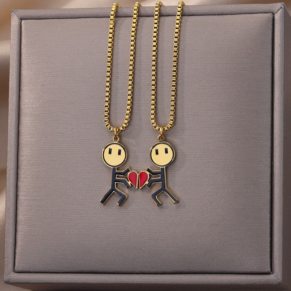 VIvolux | 2pcs Doppel Liebe Herz Halskette