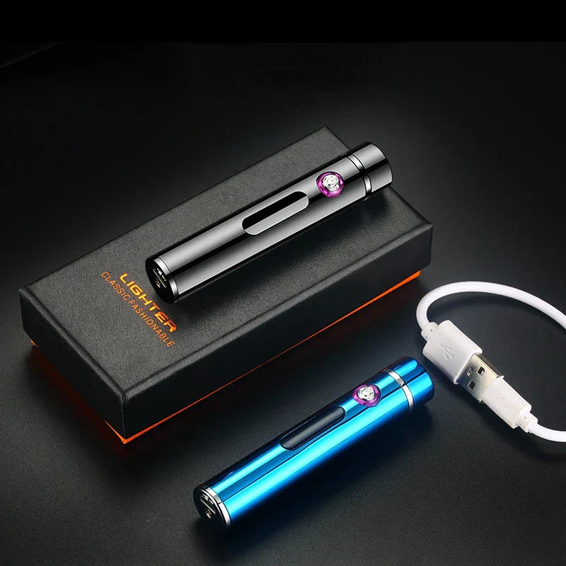 Brehn | Voltrino Zylinder USB-Feuerzeug | Doppelbogen-Technologie | Wiederaufladbar & winddicht | Edelmetallgehäuse für Männer