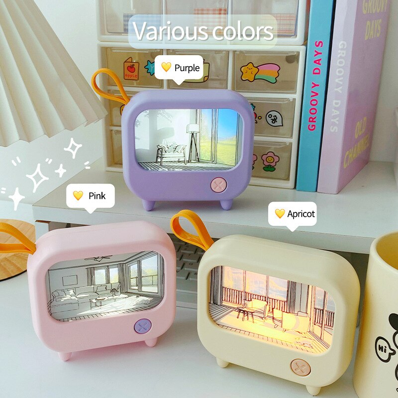 VIvolux | Mini Kunst TV Malerei Dekor Nachttischlampe