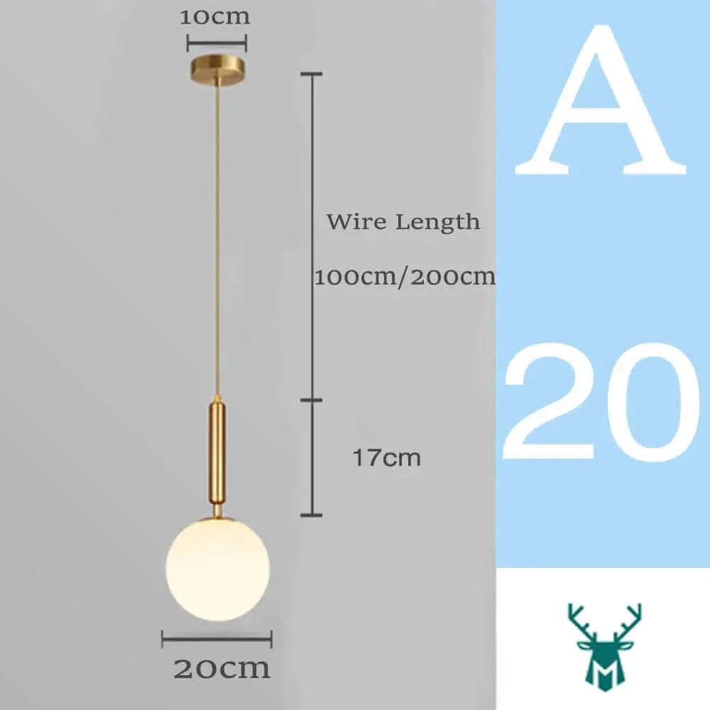Brehn | Mid-Century Modern Glas Ball Pendelleuchte