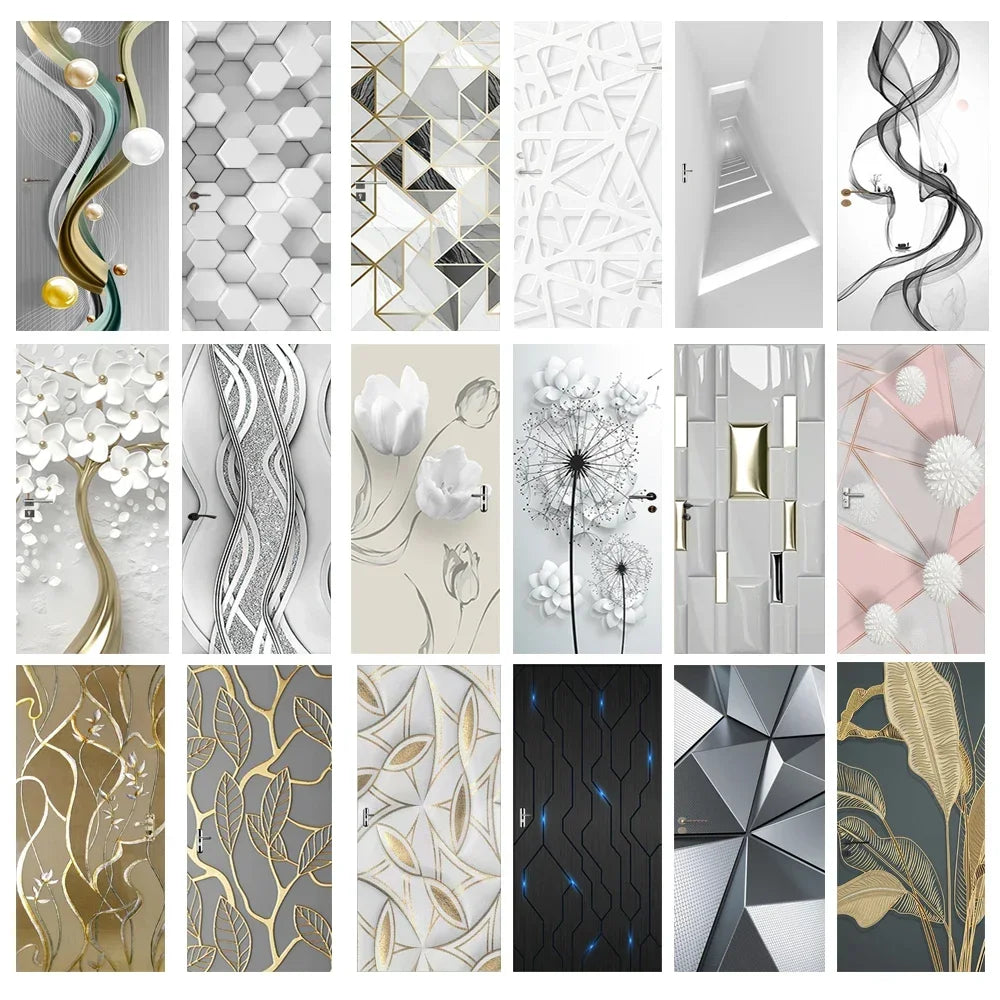 Moderne abstrakte Perlen geometrische Türaufkleber Mural abnehmbar PVC Vinyl Peel N Stick Wandkunst Mural Dekor für Innentüren Kreative DIY Wohnkultur | Brehn