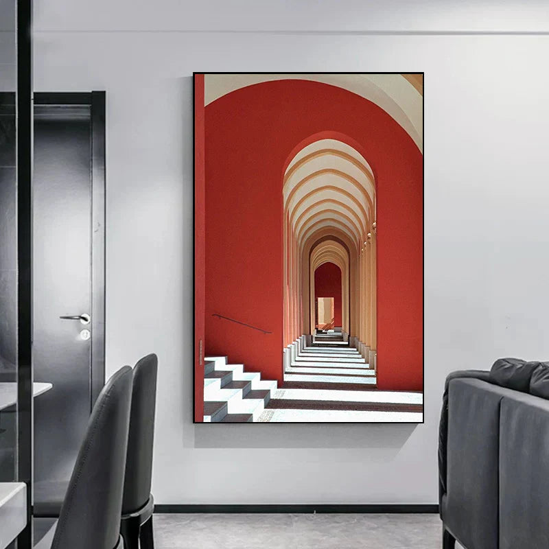Minimalistische abstrakte architektonische Wandkunst feine Kunstleinwand Drucke Poster Bilder für moderne Apartment Wohnzimmer Büro Dekor | Brehn