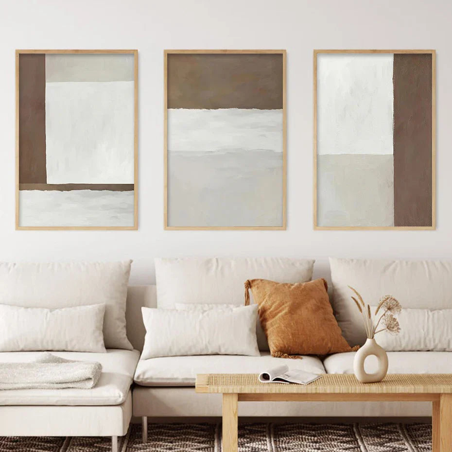 Abstrakt Braun Grau Beige Minimalistisch Geometrische Wandkunst Fein Kunst Leinwanddrucke Neutrale Farben Bilder Für Modernes Wohnzimmer Wohnkultur | Brehn