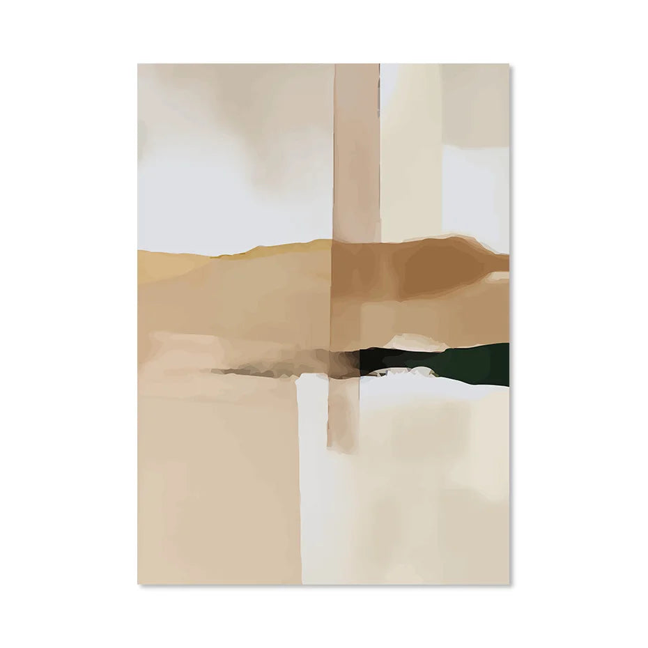 Neutrale Farbblock Beige Schwarz Wandkunst Fine Art Leinwanddrucke Moderne abstrakte Bilder für Wohn- und Schlafzimmer Kunstdekoration | Brehn