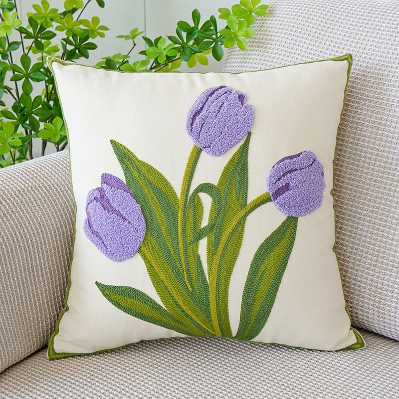 Bestickter Tulpenkissenbezug | Brehn
