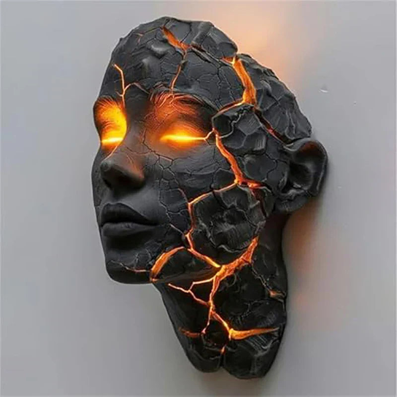 Vulkanische Gesichts-Lava-Riss-Wandkunstlampe