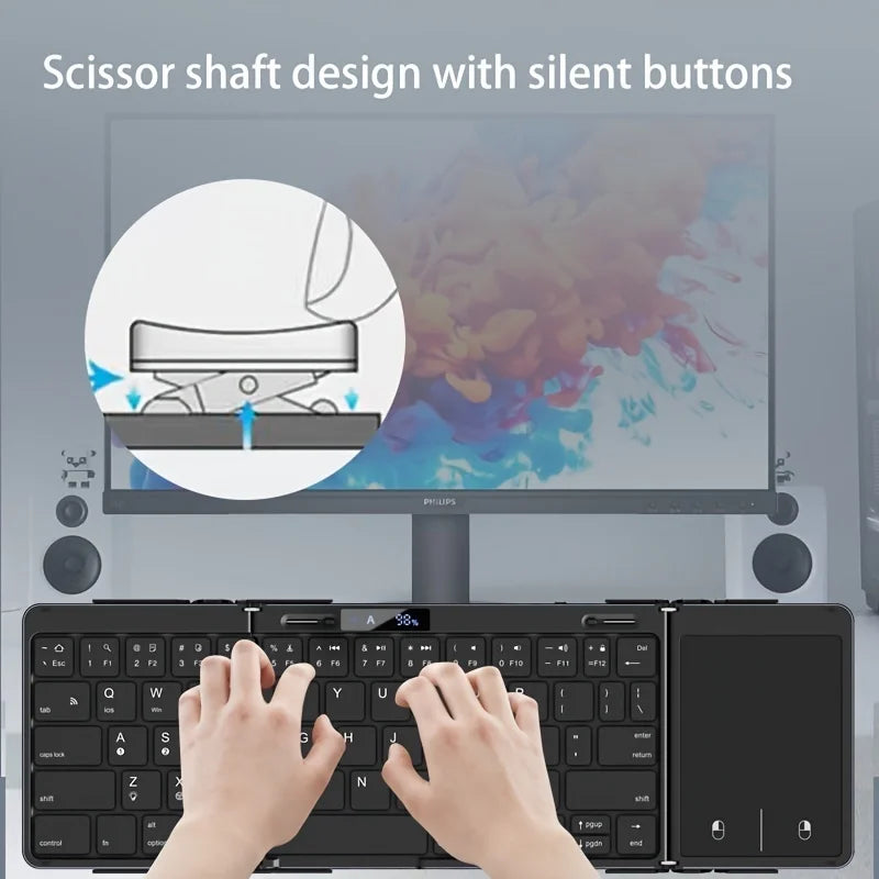 Brehn | Faltbare RGB Drahtlose Eingebautes Touchpad Hintergrundbeleuchtete Reise Tastatur