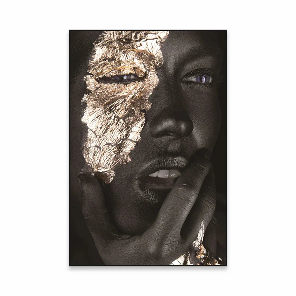 Golden Girl Fashion Wandkunst Fine Art Leinwanddrucke Moderne Abstrakte Porträtbilder Für Wohnzimmer Schlafzimmer Boutique Salon Kunstdekoration | Brehn