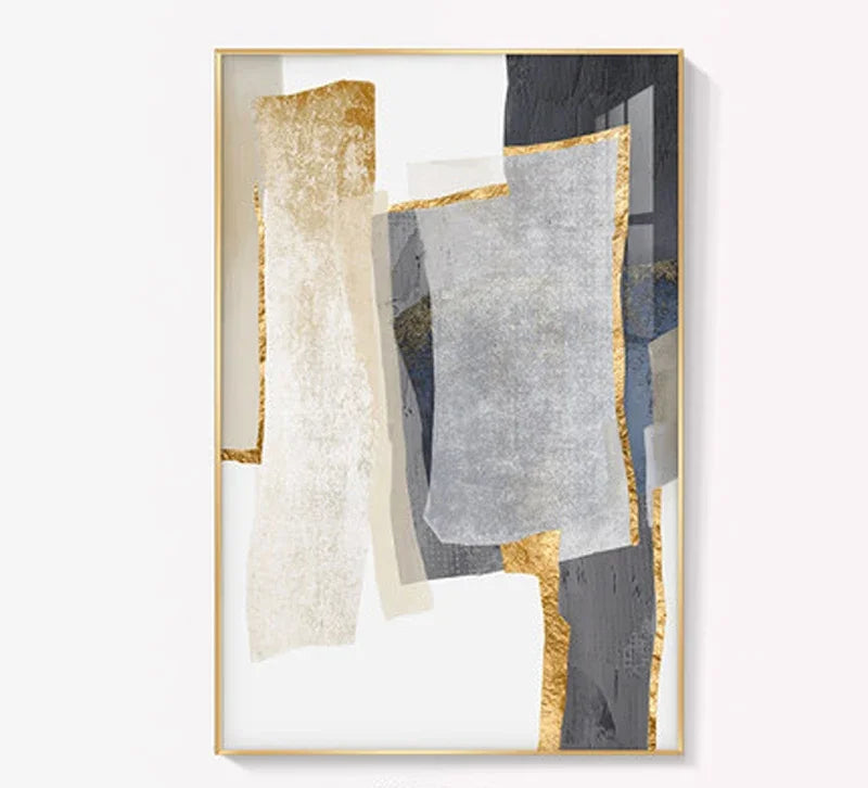 Nordic Abstract Geomorphe Neutrale Farben Golden Beige Grau Wandkunst Fine Art Leinwanddrucke Bilder Für Moderne Wohnung Wohnzimmer Dekor | Brehn