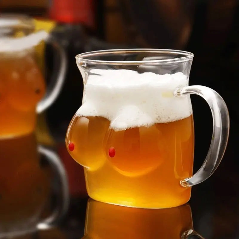 Brehn | Doppelwandige Chesty Form Glas Lustige Tasse